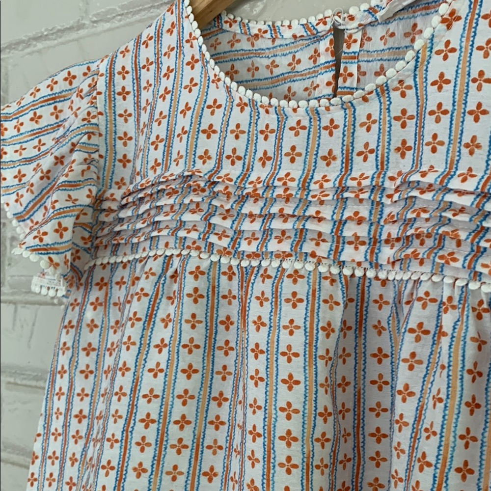 Floral Striped Ruffle Sleeve Top - Picture 5 of 7